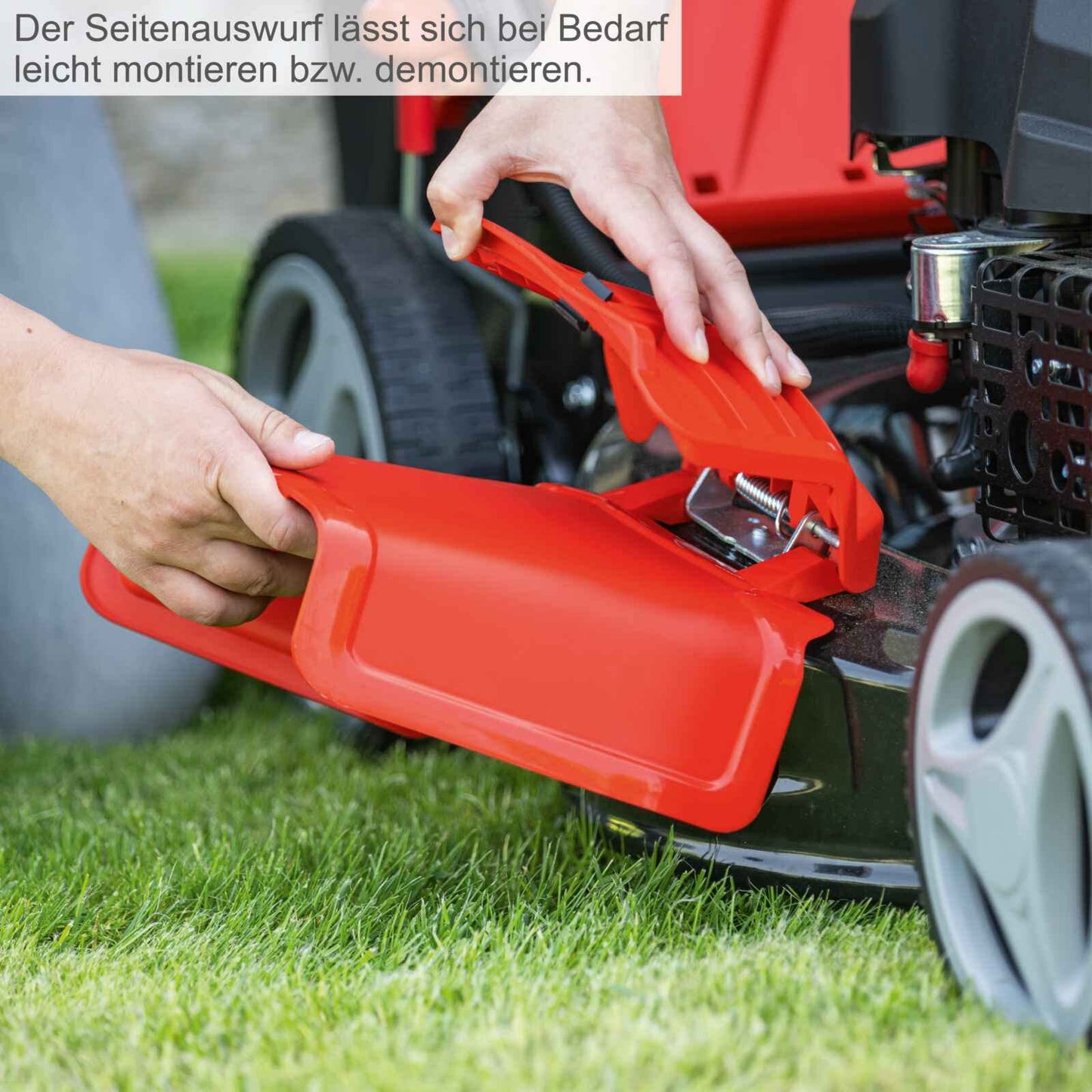 Scheppach MS150-46E Benzin-Rasenmäher – E-Start, 46 cm Schnittbreite, Radantrieb, Mulch- & Seitenauswurf, 55 L Fangkorb, 7-fach Höhenverstellung
