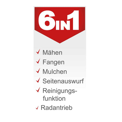 Scheppach MS180-51 Benzin-Rasenmäher – 5,4 PS, 51 cm Schnittbreite, Radantrieb, Mulchfunktion, Seitenauswurf, 65 L Korb, 8-fach höhenverstellbar, inkl. Motoröl