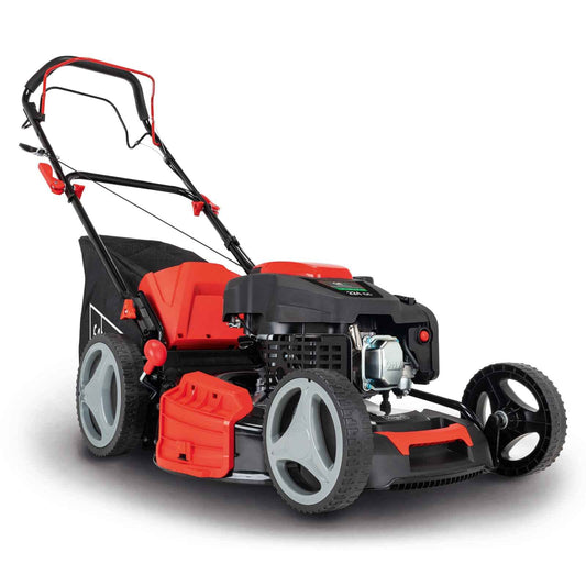 Scheppach MS225-53 Benzin-Rasenmäher – 6 PS, 53 cm Schnittbreite, Radantrieb, Mulchfunktion, Seitenauswurf, 65 L Fangkorb, Reinigungsfunktion, Stahlgehäuse