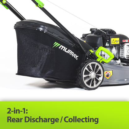 Murray EQ2-400 Benzin-Rasenmäher – 46 cm Schnittbreite, selbstfahrend, 2-in-1, 50 L Fangkorb, für kleine & mittlere Flächen, B&S Motor