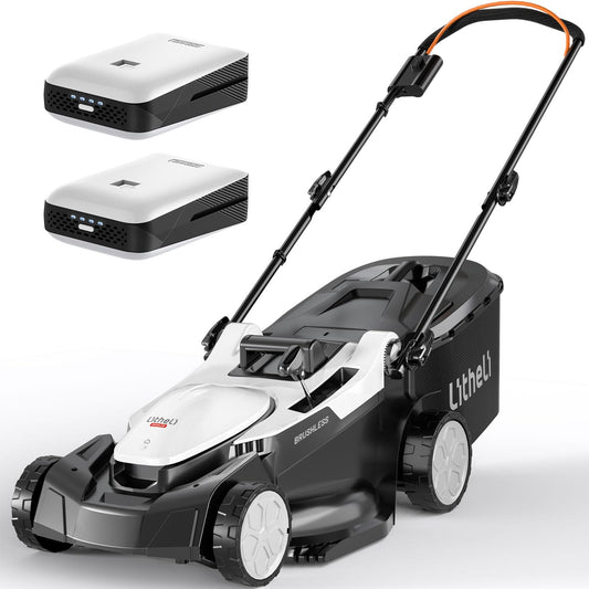 U20 Litheli Akku Rasenmäher, 2 x 20V, 43cm Schnittbreite, Brushless, bis 500 m², 40L Fangkorb, 25-75 mm Schnitthöhe, inkl. 2 x 4,0 Ah Akkus