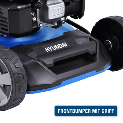 HYUNDAI Benzin Rasenmäher LM4622G, Radantrieb, Mulchfunktion, starker 3.9PS Motor mit 170cc, 46 cm Schnittbreite, 65L Korb, Benzinmäher, Mulcher