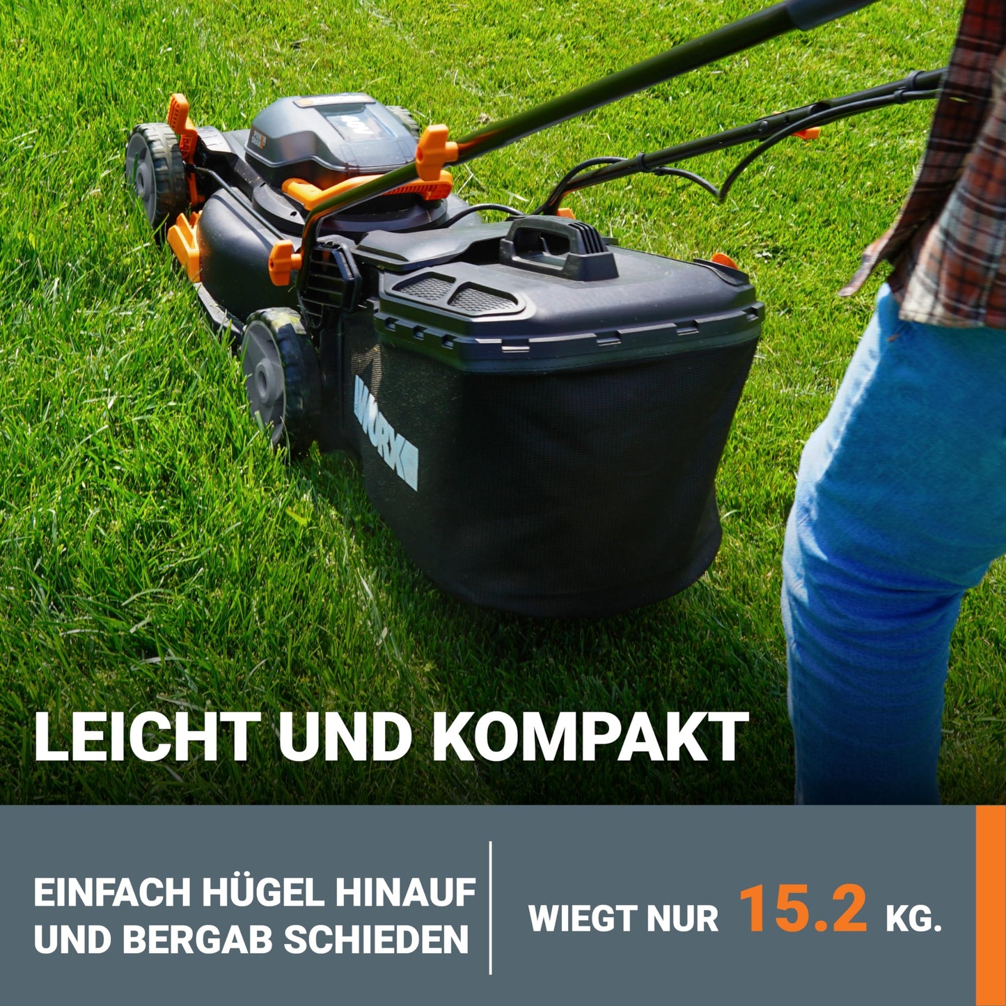WORX Nitro WG734E Akku-Rasenmäher 40 V – 40 cm Schnittbreite, inkl. 2×4,0 Ah PowerShare PRO Akkus & Dual-Ladegerät, Profi-Elektro-Rasenmäher